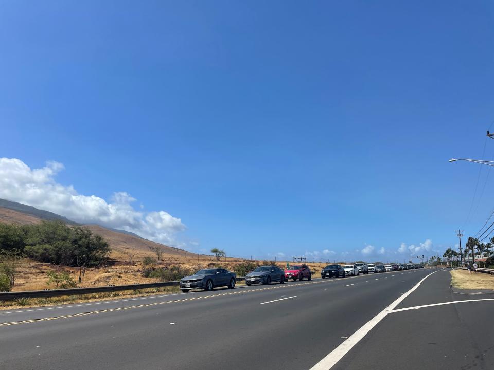 The main road to access Lahaina was like a parking lot as cars waited to get back to their hotels.