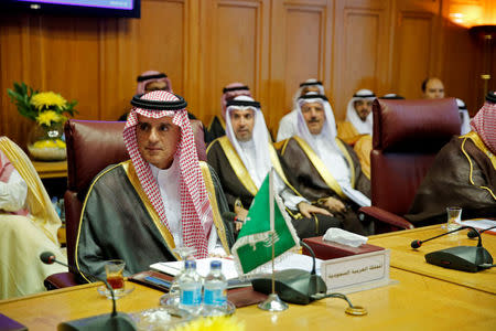 Saudi Arabia's Foreign Minister Adel al-Jubeir attends at the Arab League Foreign Ministers meeting at the request of Saudi Arabia, in Cairo, Egypt, November 19, 2017. REUTERS/Amr Abdallah Dalsh