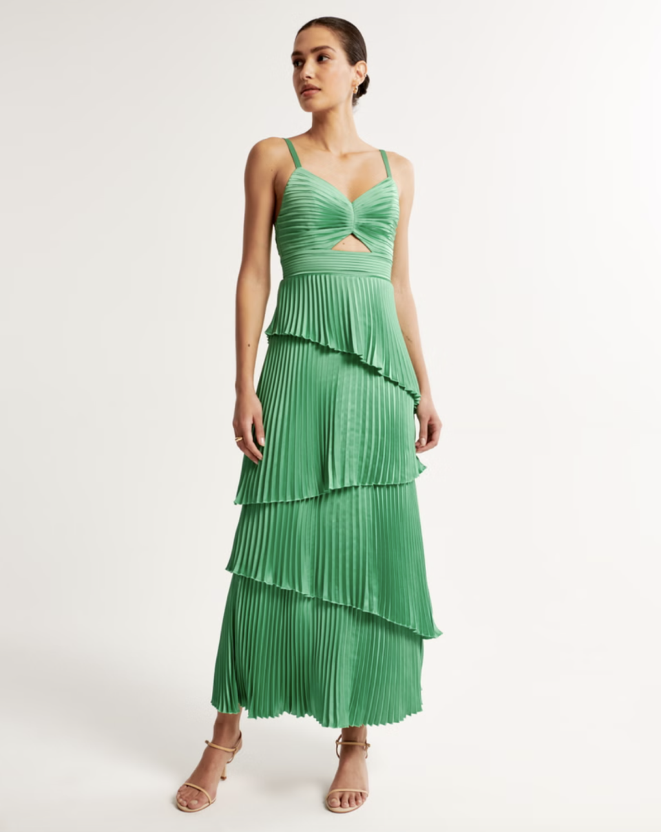 The A&F Giselle Pleated Tiered Maxi Dress (Photo via Abercrombie)

