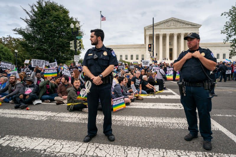 The Human Rights Campaign took to social media Monday morning to call for the Supreme Court to “protect trans youth." File Photo by Kevin Dietsch/UPI