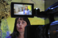 In this photo taken on Monday, Nov. 18, 2019, Google Vice President Jacqueline Fuller speaks during an interview with The Associated Press in Paris. Fuller says the company is having “a lot of conversations” internally amid consumer worries about data access and manipulated algorithms. (AP Photo/Michel Euler)