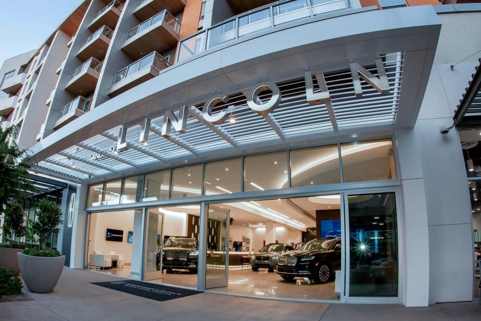 Ford has redesigned and renamed dozens of its Lincoln stores "vitrine dealerships," inspired by the French word for glass display case. This image was taken at the Sanderson Lincoln Boutique in Scottsdale, Ariz. Lincoln is reducing the number of its sites nationally.