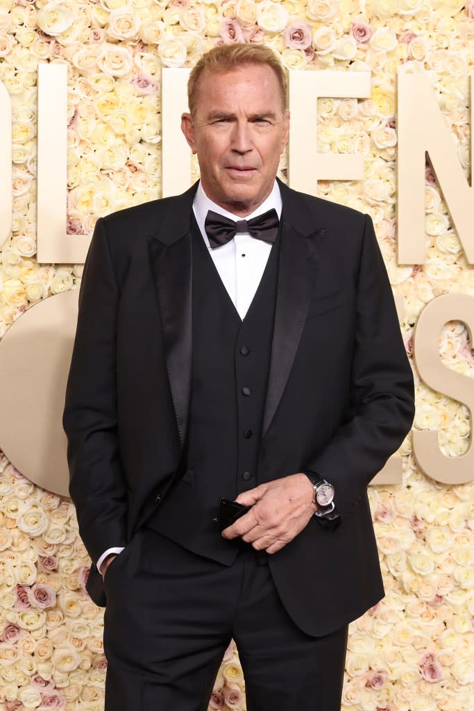 Kevin Costner attends the 81st Annual Golden Globe Awards at The Beverly Hilton on January 07, 2024 in Beverly Hills, California.