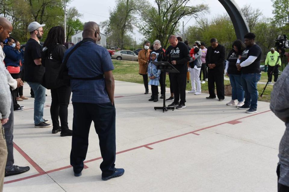 A prayer vigil was held in Kansas City’s Oak Park near 43rd Street and Agnes Avenue on Monday evening for Adam “AJ” Blackstock Jr., a 24-year-old Grandview man killed in January whose homicide remains unsolved.