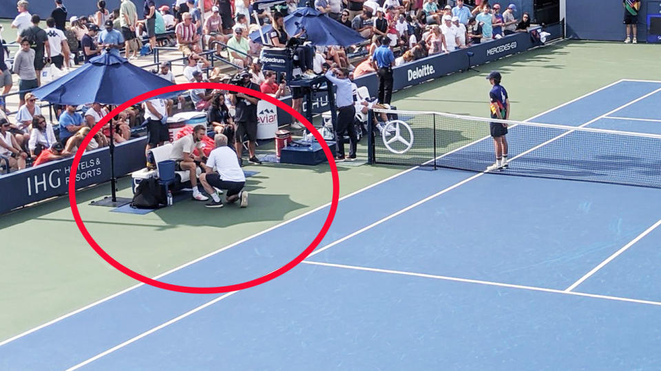 Sebastian Korda, pictured here with the trainer at the US Open.