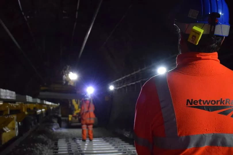 Track renewal inside the Severn Tunnel in 2024