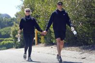 <p>Ashley Benson and G-Eazy walk hand-in-hand during a hike in Los Angeles on Monday.</p>