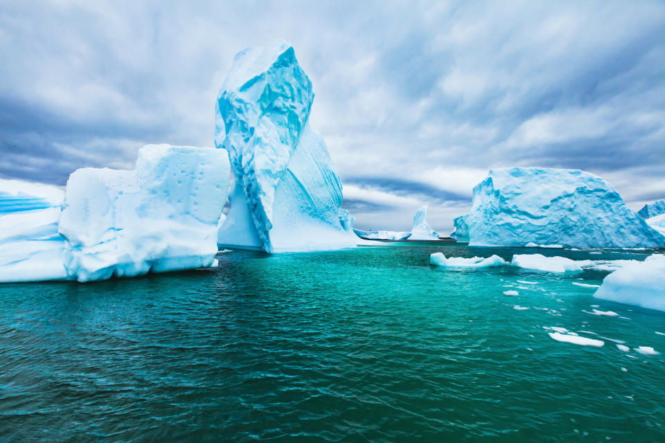 Antarctica beautiful cold landscape with icebergs, epic scenery, antarctic winter nature beauty