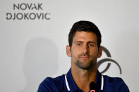 Former world No.1 tennis player Novak Djokovic speaks during a news conference in Belgrade, Serbia July 26, 2017. REUTERS/Andrej Isakovic/Pool