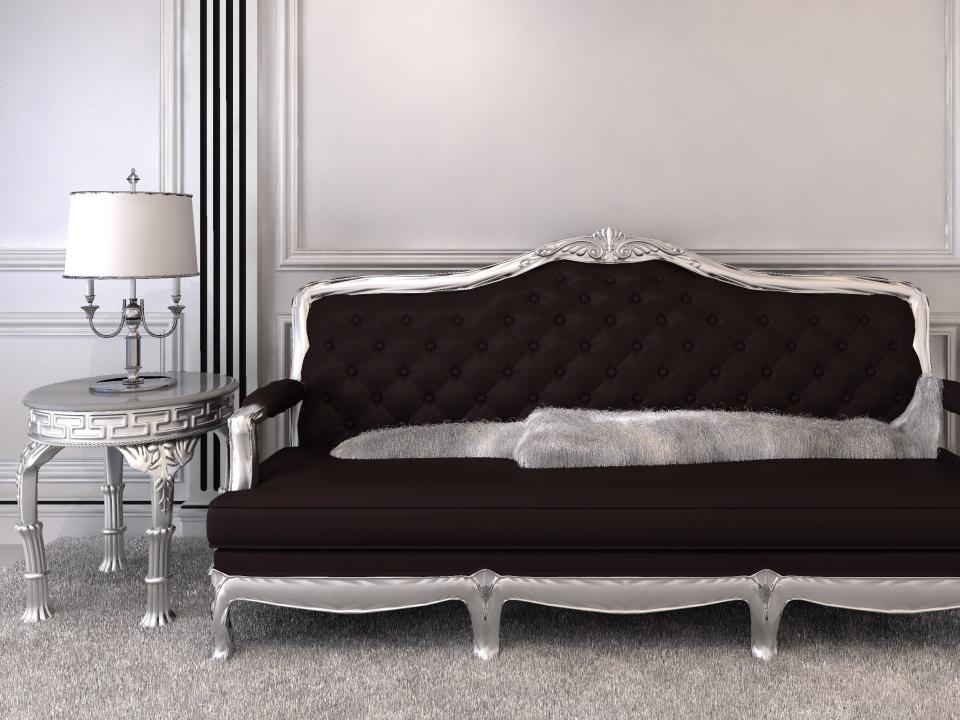 Black sofa with silver details