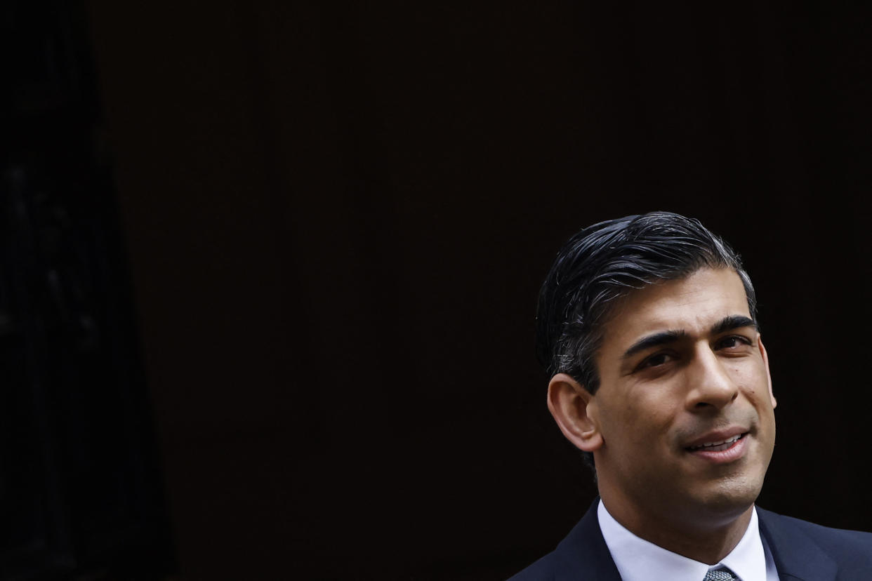 Britain's Chancellor of the Exchequer Rishi Sunak leaves the 11 Downing Street, in London, on March 23, 2022. - Rishi Sunak will announce budget updates before parliament at about 1245 GMT, on March 23, 2022. (Photo by Tolga Akmen / AFP) (Photo by TOLGA AKMEN/AFP via Getty Images)