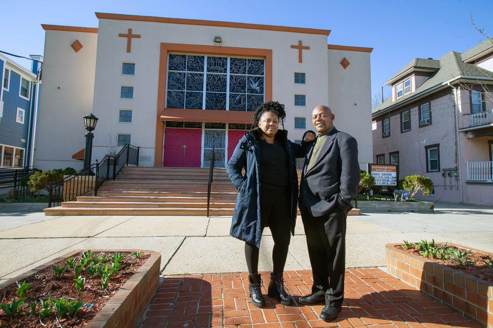 Sheila Etienne of Neptune and her uncle, Jean Lizaire, who was born in Haiti, moved to Asbury Park in 1977 and returned to Haiti in 2011 as a Christian missionary, talk about the ongoing crisis in Haiti in front of the First Haitian Baptist Church in Asbury Park, NJ Friday, March 22, 2024. Lizaire traveled back to Monmouth County last month to visit family but finds himself stranded because of the instability in Haiti.