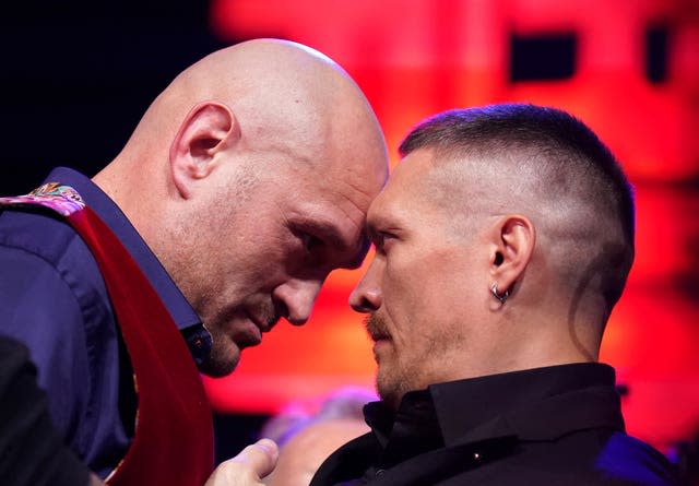 Tyson Fury, left, suffered an eye injury a little over a fortnight before his bout against Oleksandr Usyk (Zac Goodwin/PA)