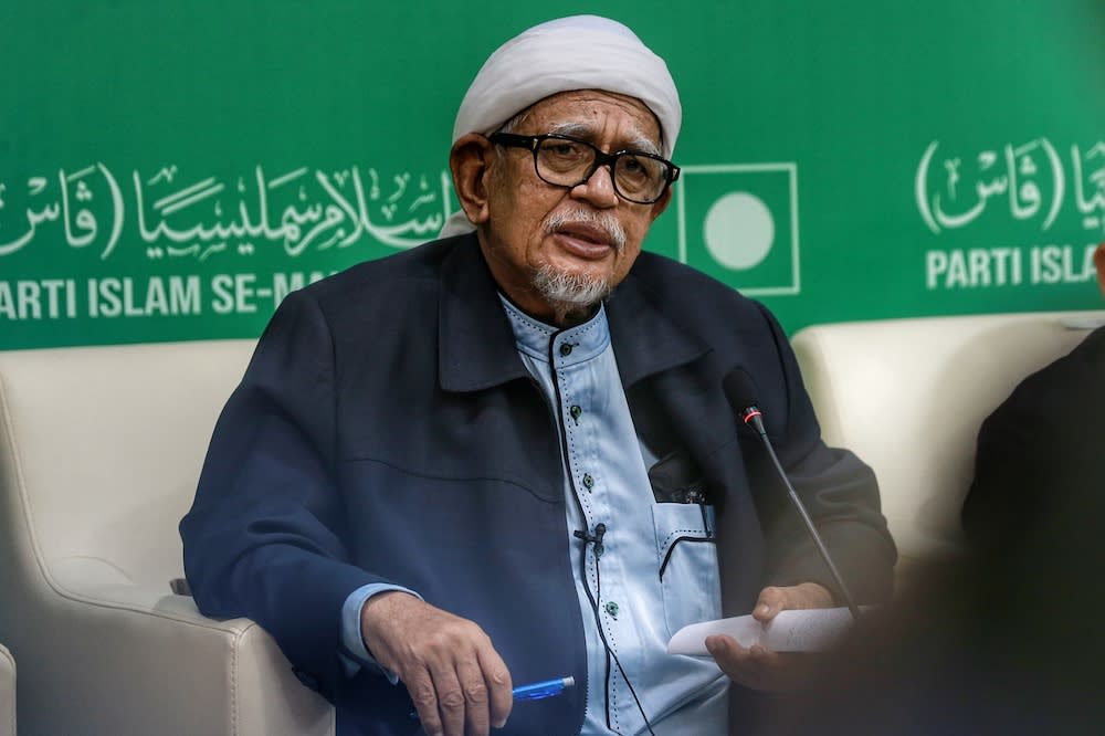 PAS President Datuk Seri Abdul Hadi Awang speaks during a dialogue session with the media at PAS' headquarters in Kuala Lumpur December 13, 2020. — Picture by Ahmad Zamzahuri