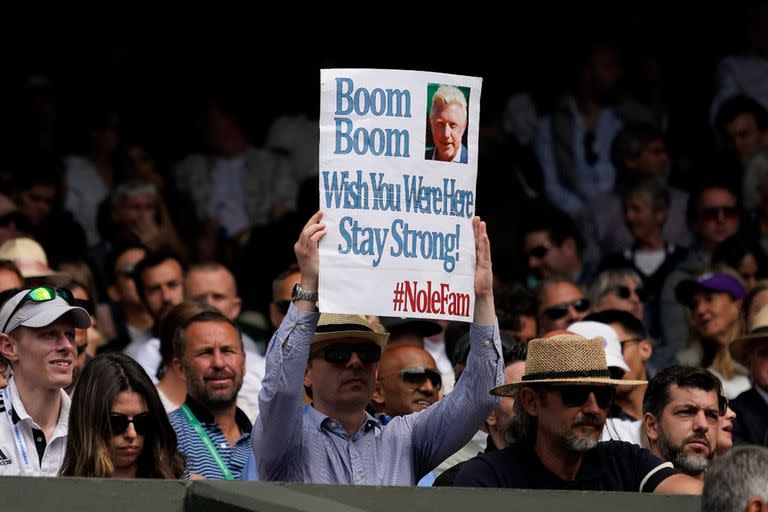 El cartel de apoyo a Becker en el último torneo de Wimbledon, mientras el alemán permanecía preso


