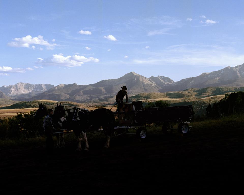 For a moment away from the festival, book an evening with Telluride Sleighs and Wagons. In the summer, a horse-drawn wagon transports groups to a tented farm-to-table dinner on a private ranch, where the views of the valley are broad.