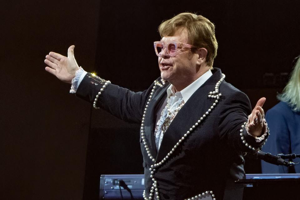 Elton John, shown performing on his farewell tour in Texas on Oct. 29, 2022, didn't receive any nominations for the 2023 Grammy Awards despite his current, relevant work.