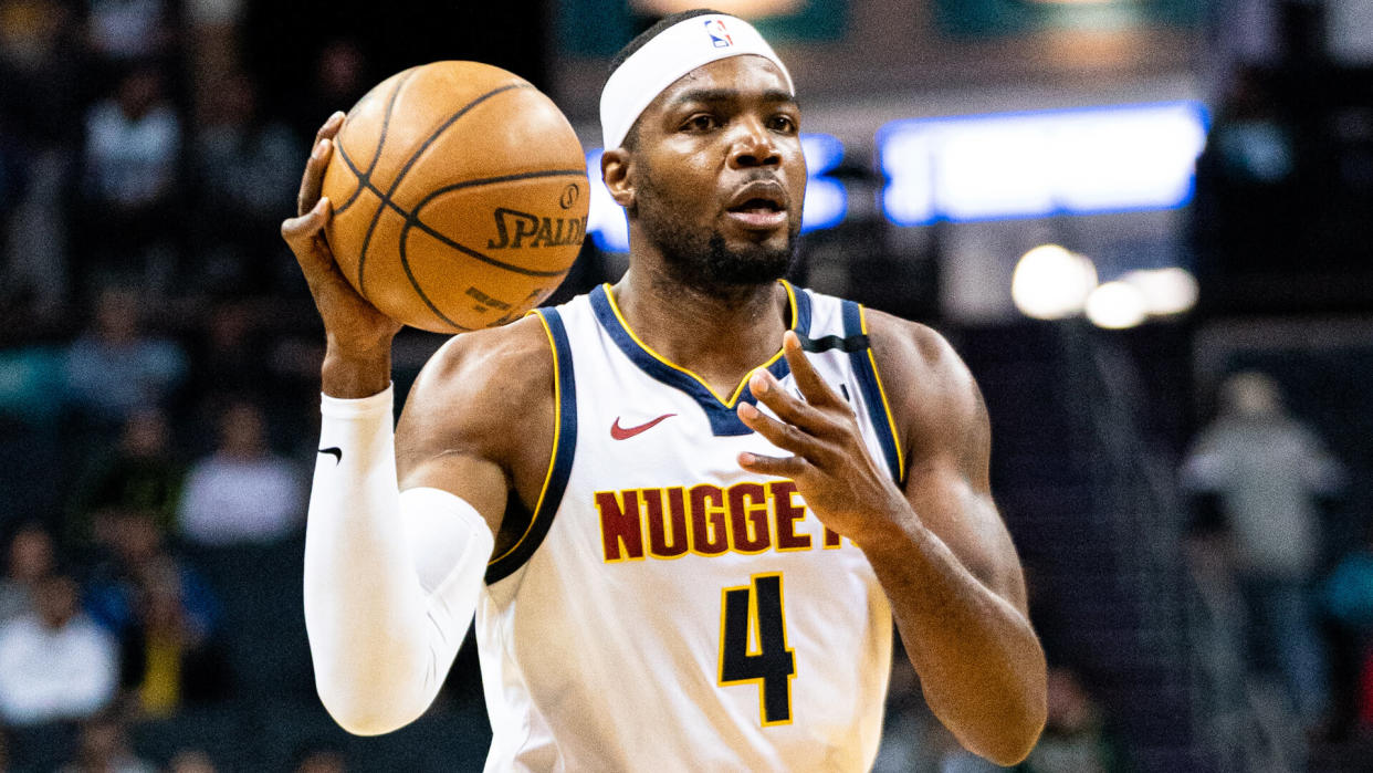 CHARLOTTE, NORTH CAROLINA - MARCH 05: Paul Millsap #4 of the Denver Nuggets during the first quarter during their game against the Charlotte Hornets at Spectrum Center on March 05, 2020 in Charlotte, North Carolina.