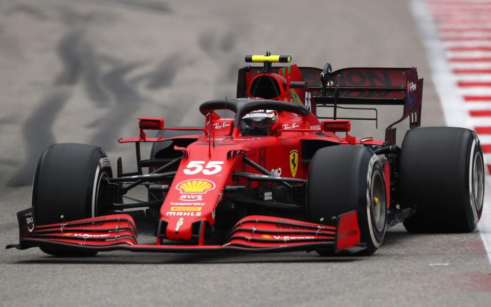 Carlos Sainz of Spain driving the (55) Scuderia Ferrari SF21 during the F1 Grand Prix of Russia at Sochi Autodrom on September 26, 2021 in Sochi, Russia - Formula 1/Formula 1 via Getty Images