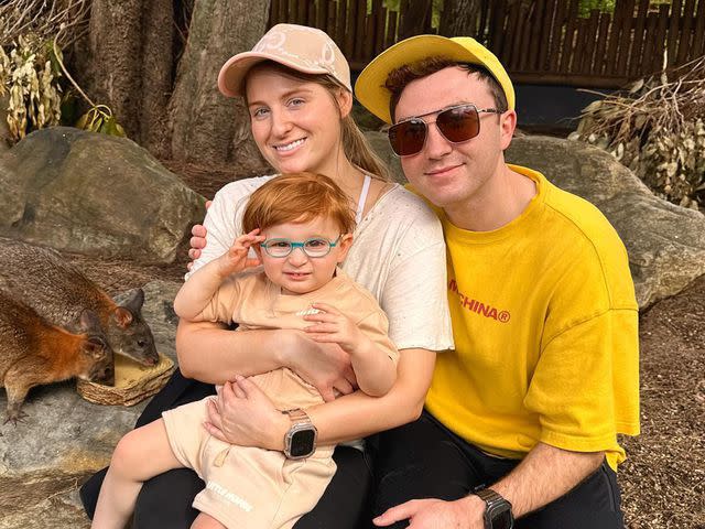 <p>Meghan Trainor/Instagram</p> Meghan Trainor (left), Daryl Sabara and their son Riley