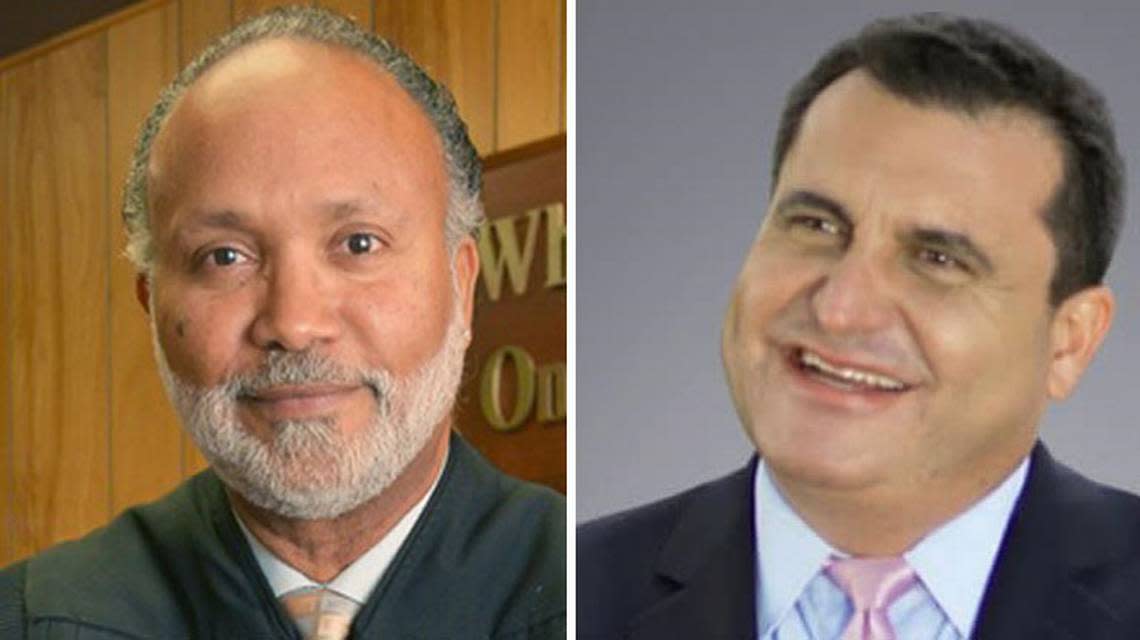 Miami-Dade County Judge Fred Seraphin, left, is running against challenger Renier Diaz de la Portilla.