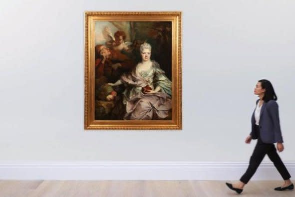 Nicolas de Largilliere's "Portrait of a Lady as Pomona" went up for auction at Sotheby's in New York City in 2022, after the family of Jewish collector Jules Strauss reclaimed the piece that was stolen and sold by Nazis during World War II. File Photo courtesy Sotheby's