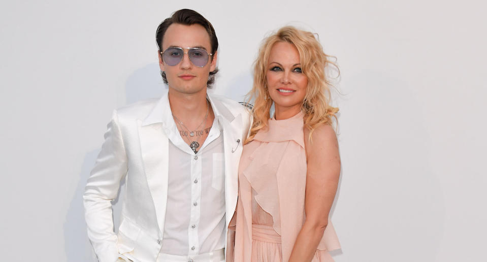 Brandon Thomas Lee and Pamela Anderson. (Photo by George Pimentel/WireImage)