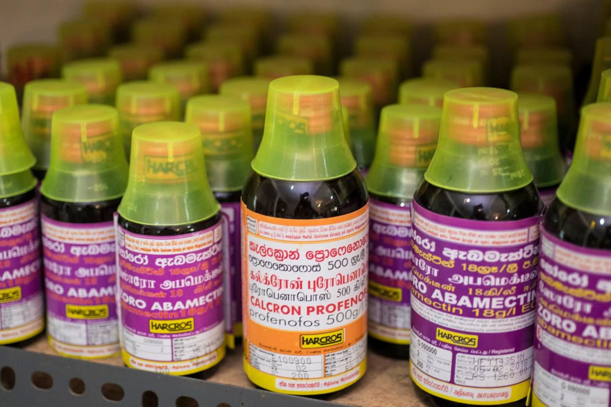 Bottles of pesticides for sale in Sri Lanka