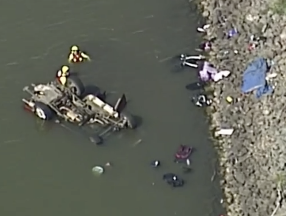 The family of six plunged into the dam on their way home to Pratten. Source: Nine News