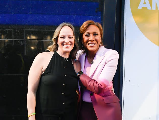 Amber Laign and Robin Roberts celebrate the host's 