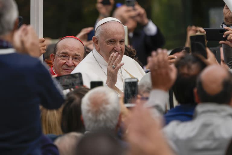 El papa Francisco en L'Aquila, Italia, el 28 de agosto del 2022. (Foto AP/Domenico Stinellis)