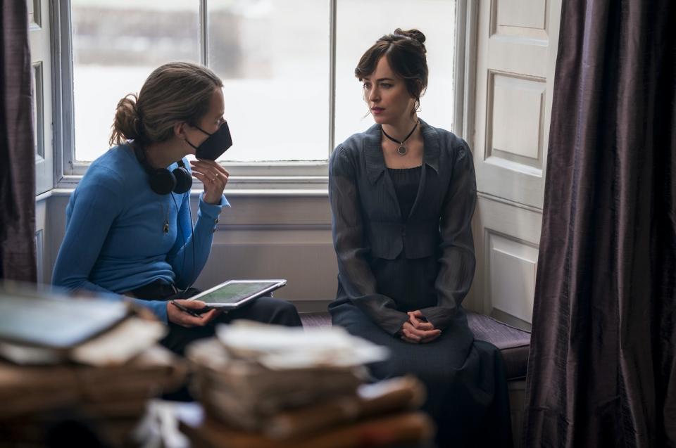 Carrie Cracknell and Dakota Johnson on the set of “Persuasion” - Credit: Netflix