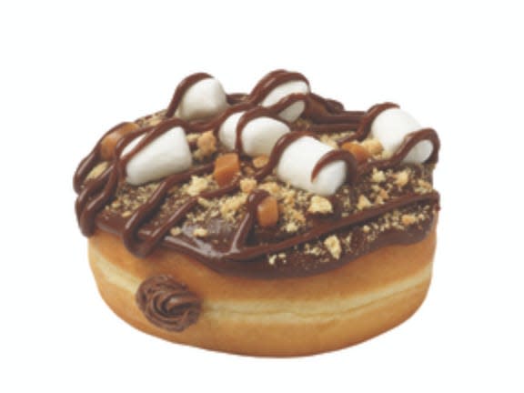 Rocky road doughnut in UK and Europe Dunkin' locations.