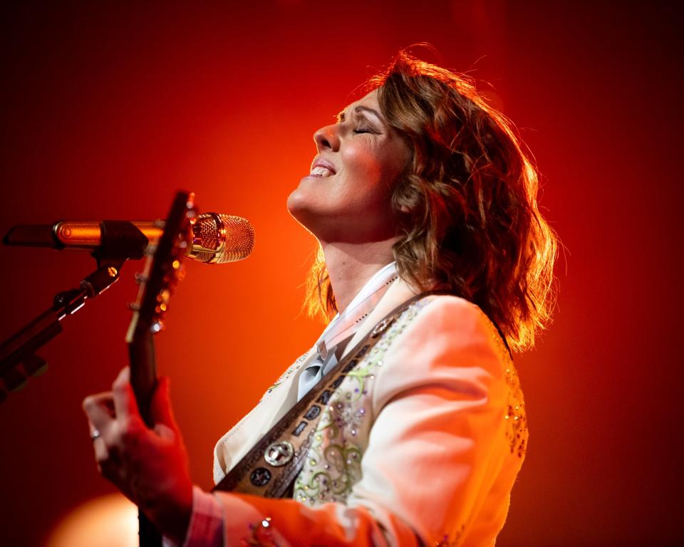 Brandi Carlile performs at the Ryman Auditorium in Nashville on Jan. 14, 2020.