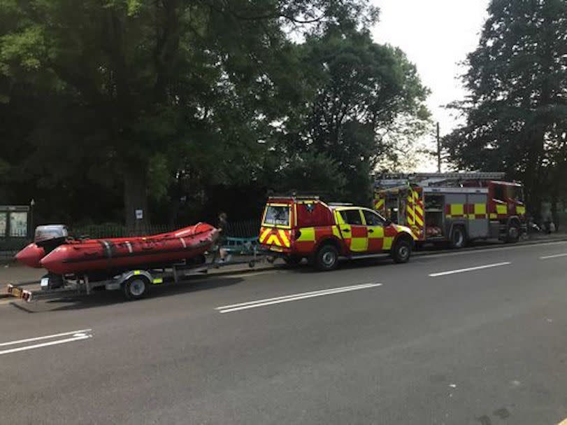 Rescue teams at Crookes Valley Park in Sheffield, where a body was recovered from the water. (Reach)