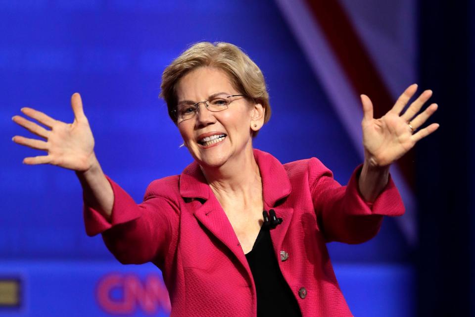 Sen. Elizabeth Warren of Massachusetts at an LGBTQ town hall in Los Angeles on Oct. 10, 2019.