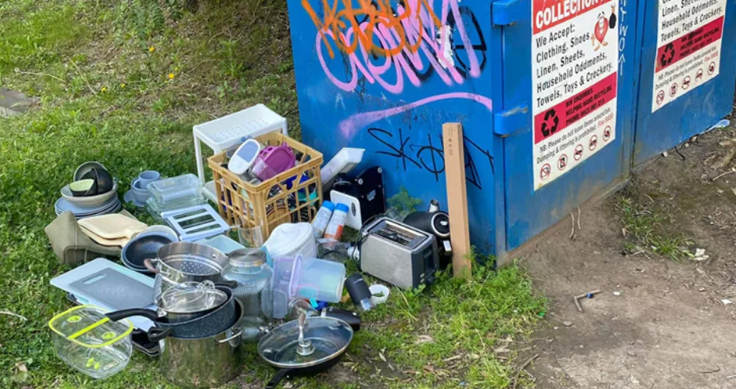 Earlier this year, a frustrated local captured photos of illegal dumping at a donation bin in Camperdown, also in Sydney's Inner West. Source: Facebook
