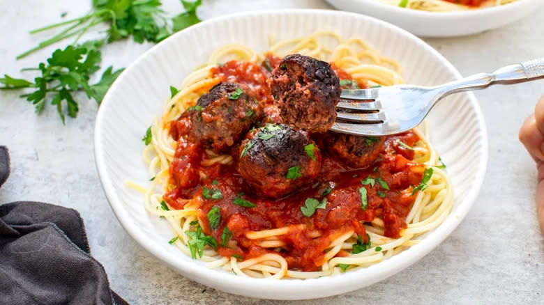 bowl of black bean meatballs