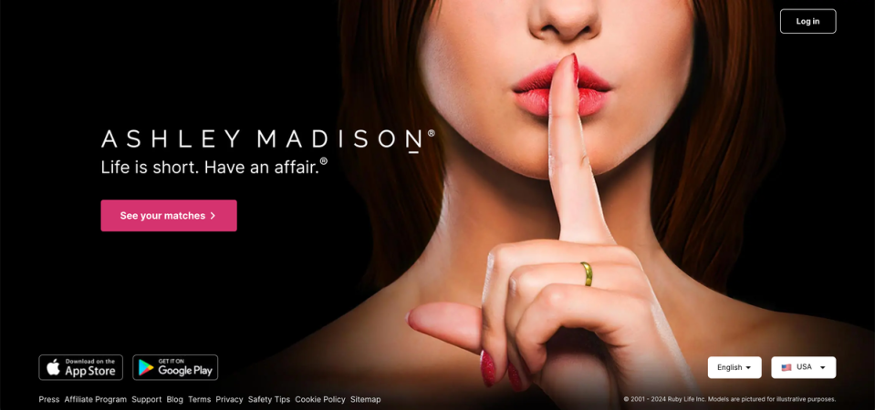 The Ashley Madison homepage, pictured in 2024. The company settled a multi-million dollar class action lawsuit filed on behalf of those impacted by the hackers (Ashley Madison)