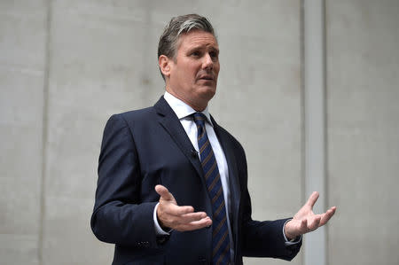 FILE PHOTO - British Labour Party politician, Keir Starmer, Shadow Secretary of State for Exiting the European Union, speaks during an interview outside BBC television studios in London, September 3, 2017. REUTERS/Mary Turner