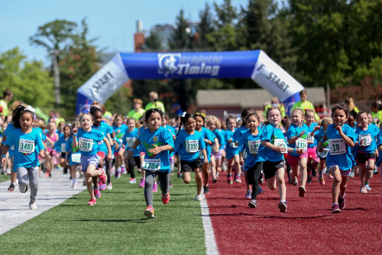 The Awesome 3000 youth fun run returns April 29 with the United Way of the Mid-Willamette Valley taking over the reins. Kindergartners are seen here starting the last Awesome 3000 held in 2019 at Bush's Pasture Park.