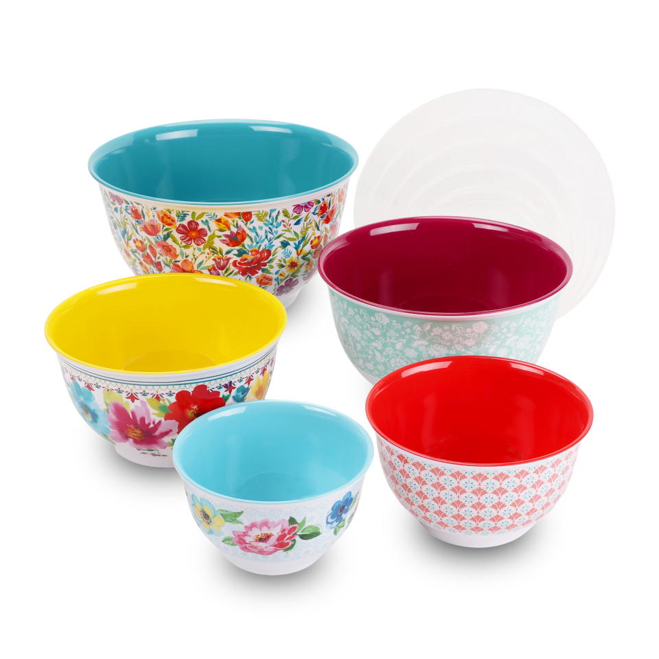 <p><a href="https://go.redirectingat.com?id=74968X1596630&url=https%3A%2F%2Fwww.walmart.com%2Fip%2FThe-Pioneer-Woman-Melamine-Mixing-Bowl-Set-10-Piece-Set-Petal-Party%2F253572447&sref=https%3A%2F%2Fwww.thepioneerwoman.com%2Fholidays-celebrations%2Fgifts%2Fg45496914%2Ffood-gifts%2F" rel="nofollow noopener" target="_blank" data-ylk="slk:Shop Now;elm:context_link;itc:0;sec:content-canvas" class="link ">Shop Now</a></p><p>Melamine Mixing Bowl Set</p><p>walmart.com</p><p>$24.96</p><span class="copyright">Walmart</span>