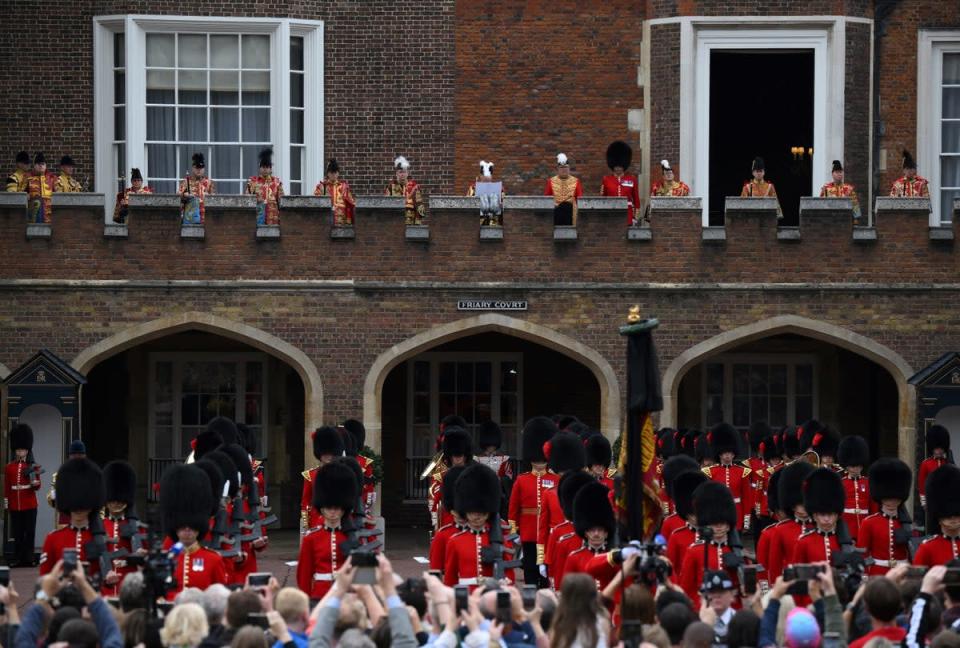 A sash window had been removed so the Garter Principle King of Arms could easily reach the balcony (Daniel Leal/PA) (PA Wire)