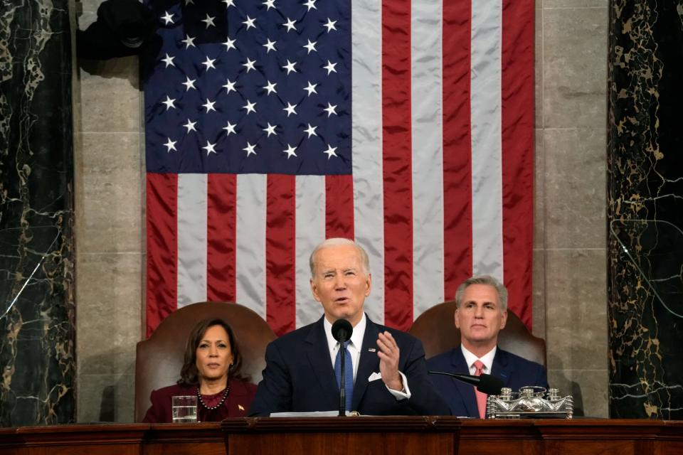 Le président américain Joe Biden lors de son discours sur l'état de l'Union, le 7 février 2023 à Washington - AFP