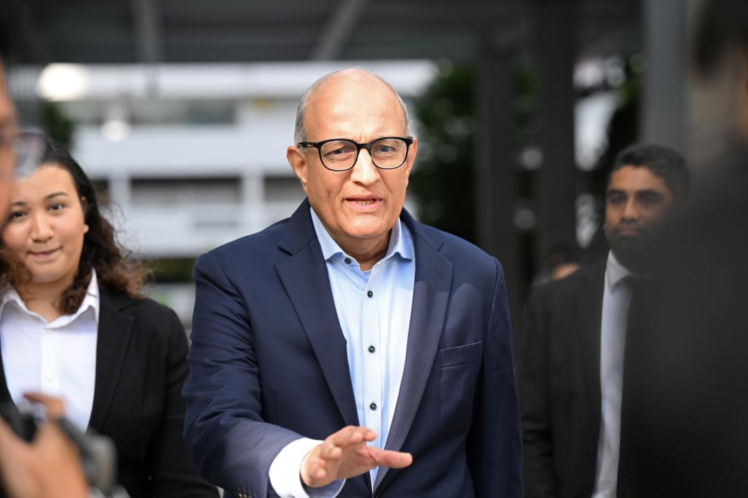 Former Singapore transport minister S Iswaran leaves the State Courts in Singapore on 25 March 2024. (PHOTO: Then Chih Wey/Xinhua via Getty Images)