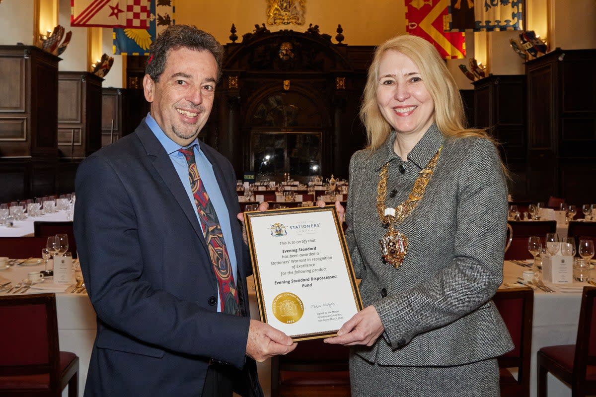 The Standard’s Campaigns Editor David Cohen receives the Stationers Livery Company Warrant Award for The Dispossessed Campaign (Matt Writtle)