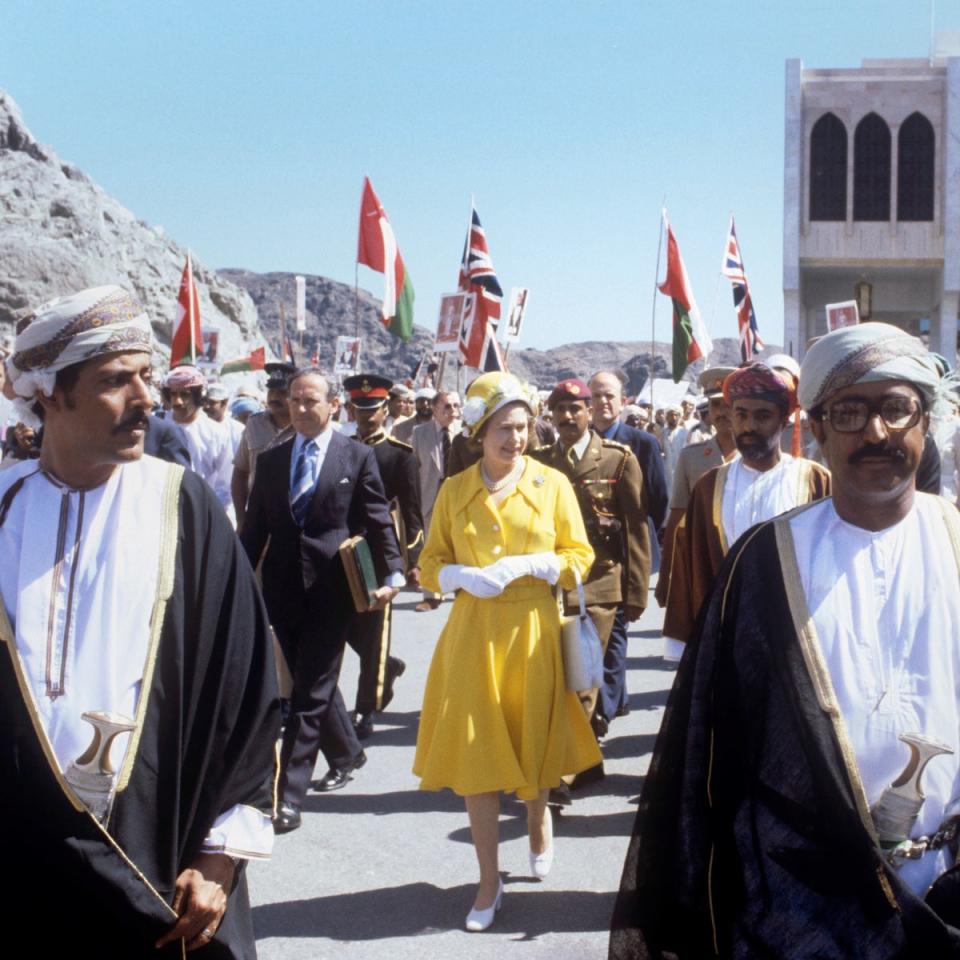 Queen Elizabeth II during a walkabout in Muscat while visiting Oman, 1979 (PA)