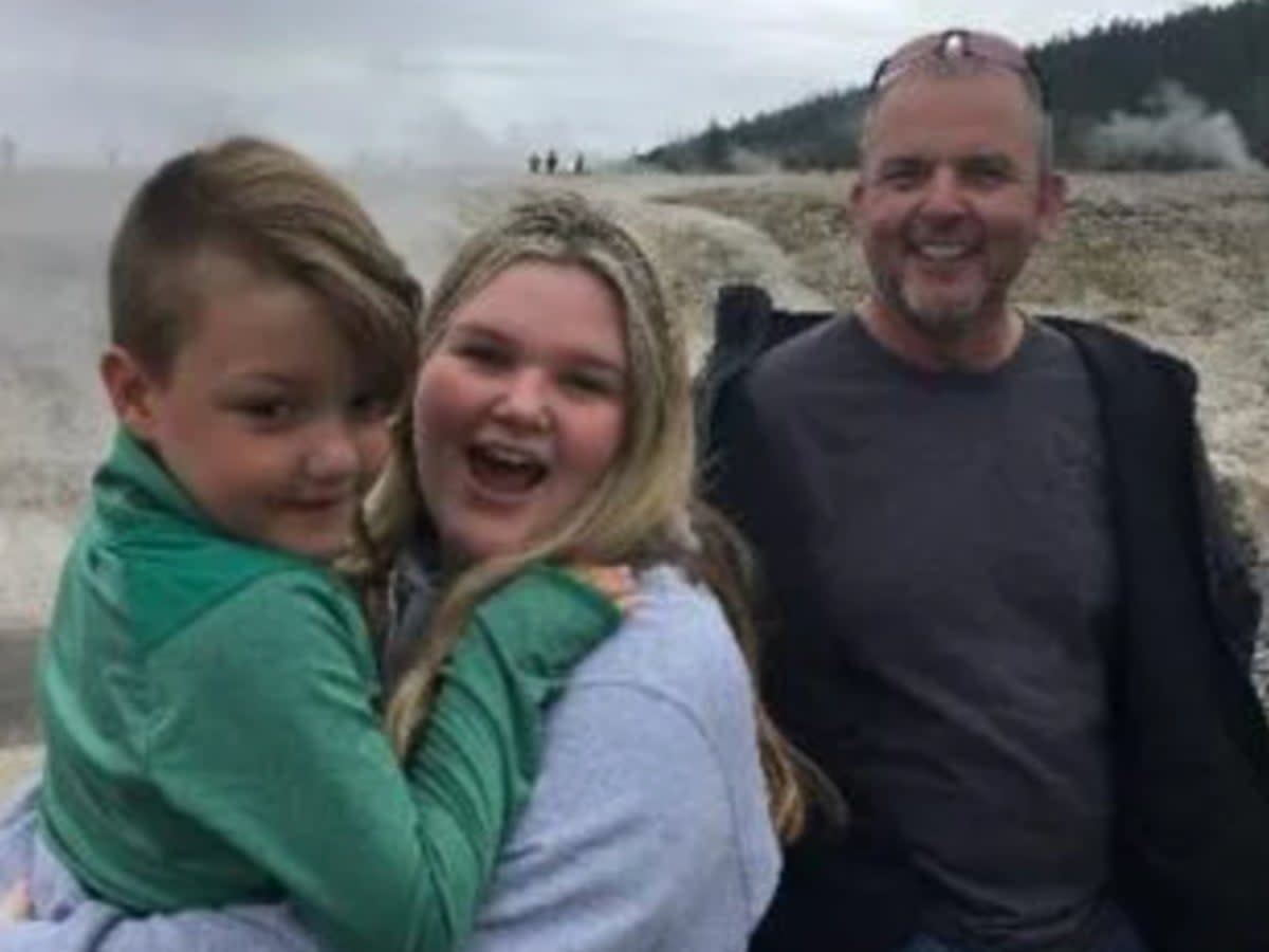 This photo of Tylee Ryan and her brother Joshua “JJ” Vallow with their uncle Alex Cox was taken on the day Tylee was killed (Handout)