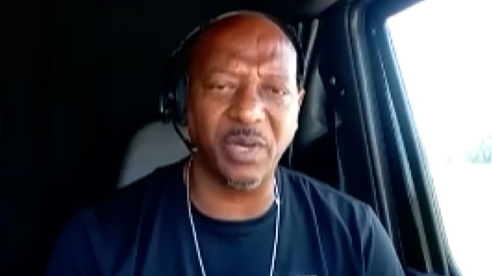 In this still from a video, truck driver Reginald Walton speaks to CNN affiliate KADN. - KADN