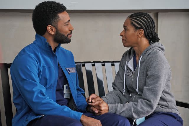 Richard Cartwright via Getty For Left: Anthony Hill and Kelly McCreary on "Grey's Anatomy"